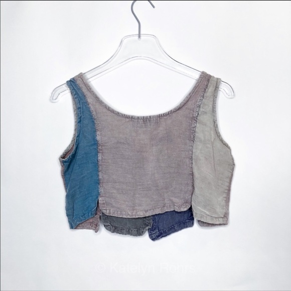 Sacred Threads Linen Patchwork Boho Crop Top M - Picture 4 of 7